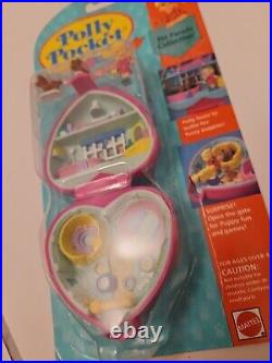 Vintage New Mint Polly Pocket Precious Puppies Pet Parade Compact Heart 1993