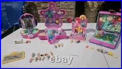 Vintage POLLY POCKET Lot 4 Playsets, 28 Figures, 1 Mirror READ DESCRIPTION