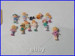 Vintage POLLY POCKET Lot 4 Playsets, 28 Figures, 1 Mirror READ DESCRIPTION