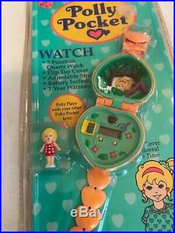 Vintage POLLY POCKET Orange Watch Heart Band 1994 BLUEBIRD Toys NEW & SEALED NIP