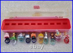 Vintage POLLY POCKET Ring Collecting Case With 10 Complete Rings Bluebird