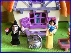 Vintage Polly Pocket 1995 Disney Snow White Cottage COMPLETE + LIGHTS x 4