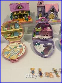 Vintage Polly Pocket BLUEBIRD LOT 2 Houses, 5 Compacts & Figures