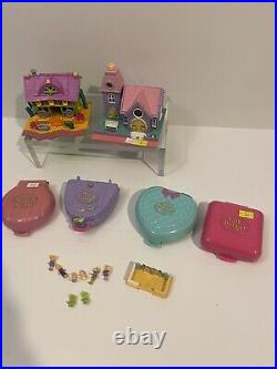 Vintage Polly Pocket BLUEBIRD LOT 2 Houses, 5 Compacts & Figures