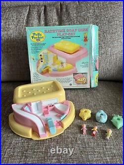 Vintage Polly Pocket Bathtime Soap Dish Yellow Playset 100% Complete Boxed VGC