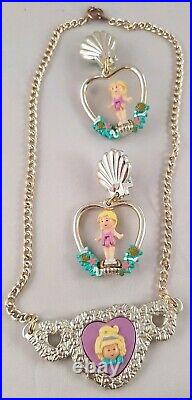 Vintage Polly Pocket BlueBird Golden Dream Earring Necklace Pendant USED RARE
