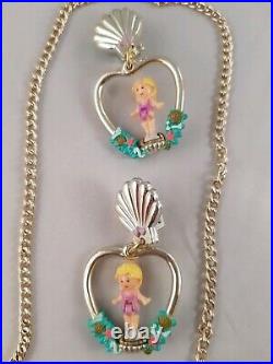 Vintage Polly Pocket BlueBird Golden Dream Earring Necklace Pendant USED RARE