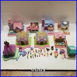 Vintage Polly Pocket Bluebird Compact Lot Of 9 With 17 Figures 1993 1994 1995