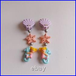 Vintage Polly Pocket Bluebird RARE 1991 Princess seashell dangle earrings