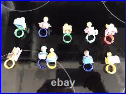 Vintage Polly Pocket Complete Ring Set 10 Rings All With Characters 1989