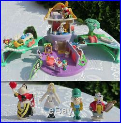 Vintage Polly Pocket Disney ALICE in Wonderland Playset 100% COMPLETE 4 figures