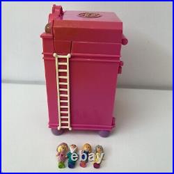 Vintage Polly Pocket Funtime Clock Pink Working Including Figures Bluebird 1991