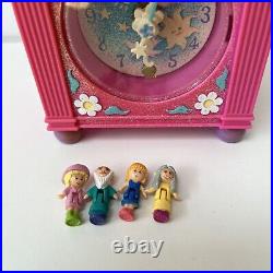 Vintage Polly Pocket Funtime Clock Pink Working Including Figures Bluebird 1991