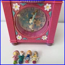 Vintage Polly Pocket Funtime Clock Pink Working Including Figures Bluebird 1991