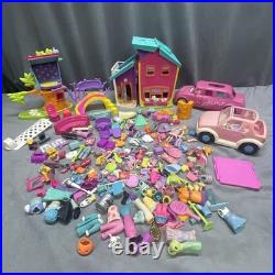 Vintage Polly Pocket Lot House Limo Car Tree Cloths Hangers Bunny Hair Purses ++