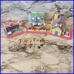Vintage Polly Pocket POLLYVILLE House Bundle Lot of 3 WITH FIGURES