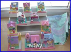 Vintage Polly Pocket Pollyville Bluebird 10 Pieces and Playmat No Dolls