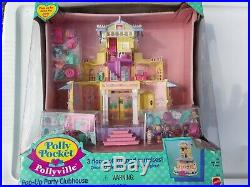 Vintage Polly Pocket Pop Up Yellow Clubhouse Mansion House 1995 Bluebird Figures