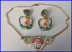 Vintage Polly Pocket Very Rare Complete Golden Dream Necklace Earrings set