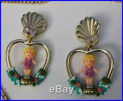 Vintage Polly Pocket Very Rare Complete Golden Dream Necklace Earrings set