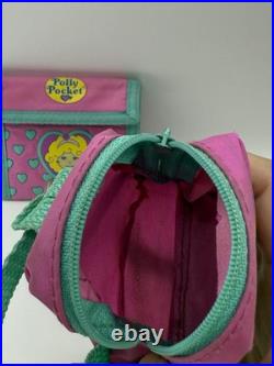 Vintage Polly Pocket Wallet and Keychain Bacpack Bluebird Toys 1990s