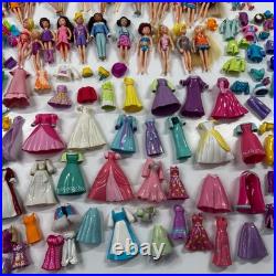 Vintage Y2K Polly Pocket Lot Dolls Rubber Clothes Accessories Disney Princess