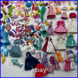 Vintage Y2K Polly Pocket Lot Dolls Rubber Clothes Accessories Disney Princess