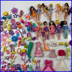 Vintage Y2K Polly Pocket Lot Dolls Rubber Clothes Accessories Disney Princess