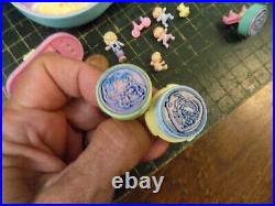 Vtg Compact Bluebird mini 3 Babies Polly Pocket Dolls Play stamps Bear Bike 1992