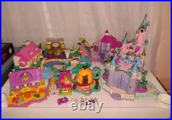 Vtg Lot Polly Pocket Magical Mansion Cinderella Castle Houses 8 Figures Untested