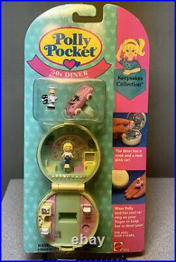 Vtg Polly Pocket 50s Diner Ring & Case Compact Keepsake Collection Bluebird 1994
