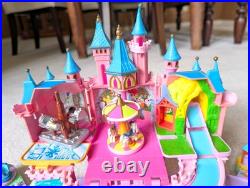 Vtg Polly Pocket Pollyville Set & Mat + Mansion Lights Up & Disney Magic Kingdom
